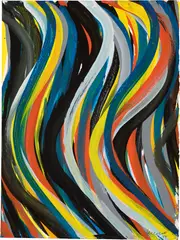 Wavy Vertical Brushstrokes by Sol LeWitt, 1984, gouache on paper, sold May 2023