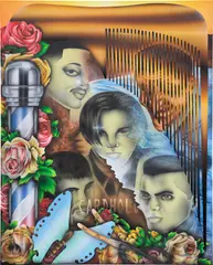 Mario Ayala, Sunset, Haircut, 2017, airbrush on canvas