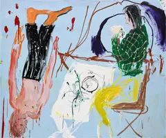 Domestic Life by Cristina de Miguel, 2020, acrylic and oilstick on canvas, sold May 2023