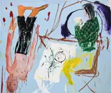 Cristina de Miguel, Domestic Life, 2020, acrylic and oilstick on canvas