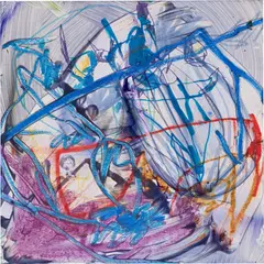 Jadé Fadojutimi, Frosted Revolution, 2020, oil, oilstick and marker on board