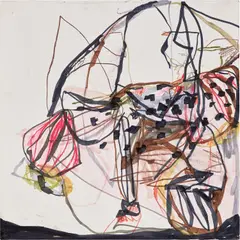 Jadé Fadojutimi, Landfall, 2020, marker and colored pencil on board