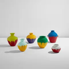 Ai Weiwei, Colored Vases, 2014, industrial paint on Neolithic and Han dynasty vases, in 6 parts