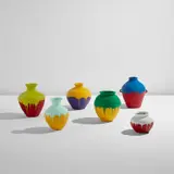 Ai Weiwei, Colored Vases, 2014, industrial paint on Neolithic and Han dynasty vases, in 6 parts