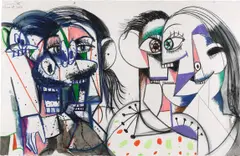 George Condo, Out of Time and In Space, 2020, Aquarelle pencil and wash and ink on paper