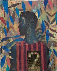 Derek Fordjour, No. 79, 2016, acrylic, charcoal and oil pastel on newspaper mounted to canvas
