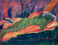 Spirit of the Cat Watching by Caroline Absher, 2021, oil on canvas, sold May 2023