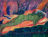 Caroline Absher, Spirit of the Cat Watching, 2021, oil on canvas