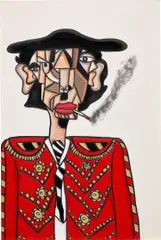Andres Valencia, Magnifico Torrero, 2023, acrylic and oil pastel on canvas