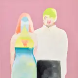 Duet #1 by Tomoo Gokita, 2019, acrylic, gouache, watercolor and pastel on canvas, sold May 2023
