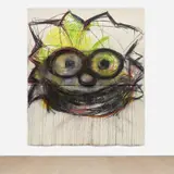 Joyce Pensato, Smackdown! Lisa, 2018, charcoal and pastel on paper, in 2 parts
