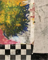 Oscar Murillo, Untitled, 2013, oil, oilstick, dirt and tape on canvas