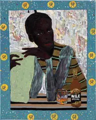 Godwin Champs Namuyimba, Eyes Off, 2020, acrylic and mixed media on canvas