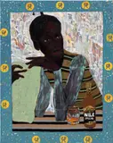 Godwin Champs Namuyimba, Eyes Off, 2020, acrylic and mixed media on canvas