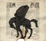 William Kentridge, Deserts of Egypt, 2008, collage, tape, pins, pen, construction paper and graphite on original text page