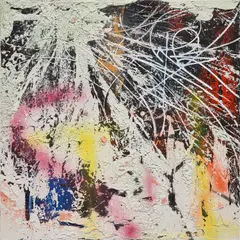 José Parla, Interdependence, 2020, collage, acrylic, enamel, ink and plaster on panel