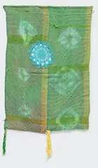 Diedrick Brackens, slain garden, 2017, hand woven cotton, doily and mirrored acrylic