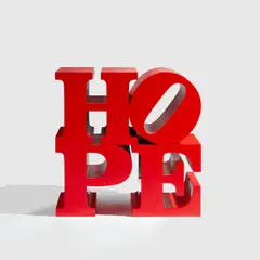Hope (Red) by Robert Indiana, 2009, painted aluminum, offered Sep 2023