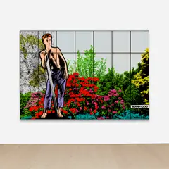 Gilbert&George, Man-God, 1988, mixed media, in artist's frame, in 28 parts