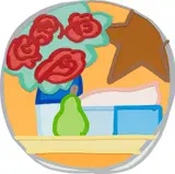 Tom Wesselmann, Still Life with Four Roses and Pear, 1968, alkyd on cut-out steel
