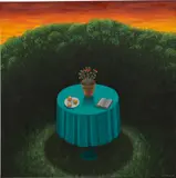 Scott Kahn, Still Life with Oranges, Geranium, Book, 1986, oil on canvas
