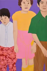 Tiffany Alfonseca, Ustedes no son fácil, 2021, acrylic, color pencil and glitter on canvas