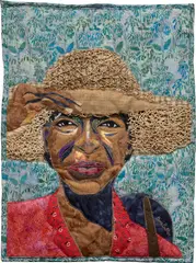 Bisa Butler, Gathering Flowers, 2008, quilted cotton, silk, netting and burlap