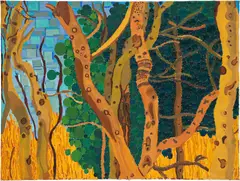 Sunned Forest by Lynne Mapp Drexler, 1988, oil on canvas, sold Sep 2023