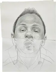 Unfit Description III by Titus Kaphar, 2014, graphite on two adjoined sheets of paper, offered Sep 2023
