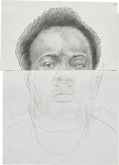 Unfit Description II by Titus Kaphar, 2014, graphite on two adjoined sheets of paper, offered Sep 2023