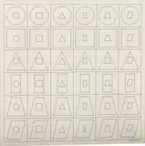 Sol LeWitt, All Combinations Of Six Geometric Figures (Circle, Square, Triangle, Rectangle, Trapezoid, and Parallelogram), 1976, ink on paper