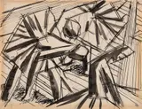 David Bomberg, Three Dancers, 1919, pen and ink wash on paper