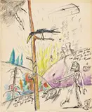 H. C. Westermann, Untitled, 1972, ink and watercolor on folded paper, with embellished envelope