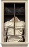 Dan Herschlein, Loon, 2016, wood, plaster, pigmented joint compound, milk paint, wax and t-shirt