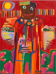 Milo Matthieu, Flowers Beyond the Sunset, 2021, oil and acrylic on canvas