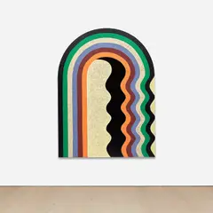 Matt Kleberg, Electric Shimmy, 2021, oilstick on shaped canvas