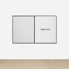 John Baldessari, Prima Facie (Fifth State): Brevity, 2006–2007, ink-jet print mounted on aluminum and enamel paint on canvas, in artist’s frame, in 2 parts