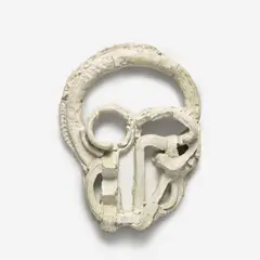 Yet to be titled (undulating mask) by Thomas Houseago, 2013, bronze with white patina, sold Sep 2023