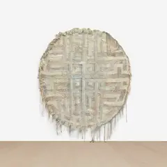 Igshaan Adams, SAWW (sallalahu aleyhi wasallam) I, 2017, acrylic beads, pearls, polyester rope, soda, tea, coffee, dyes, spices and cleaning detergents