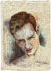 Julio Galán, Sin título, 2000, oil on mother of pearl