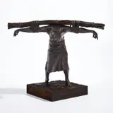 Robert Longo, Heretic (After Goya's Procession of the Flagellants), 2013, cast bronze with a terracotta finish and leather