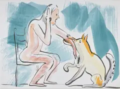 Camille Henrot, Study for Failed Dog Training (Minor Concerns), 2017, watercolor on paper mounted to board