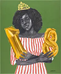 Wahab Saheed, Big Eighteen, 2022, acrylic, charcoal, chalk and pastel on canvas