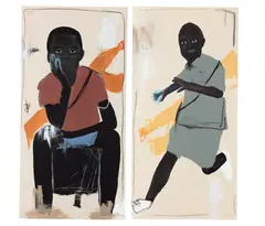 Jammie Holmes, Two works: (i–ii) Untitled from the series Child Soldier, 2019, oil on canvas