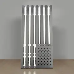 Banks Violette, Not Yet Titled (Flag Edition), 2010, fluorescent tubes, road cases, aluminum, electrical wires and assorted hardware, in 4 parts