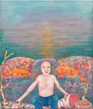Andriu Deplazes, Körper in Sonnenspiegelung (Body in sunlight reflection), 2021, oil on canvas