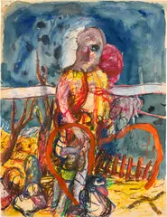 Georg Baselitz, Untitled, 1963, gouache, watercolor and oil pastel on paper