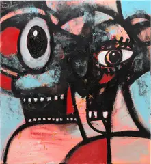 Eyes Wide Open by George Condo, 2022, acrylic and oilstick on linen, sold Nov 2023