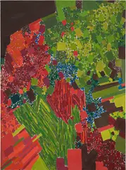 Sporadic Spring by Lynne Mapp Drexler, 1963, oil on canvas, sold Nov 2023