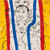 Keith Haring, Red-Yellow-Blue #16 (Portrait of Adolpho), 1987, acrylic on canvas